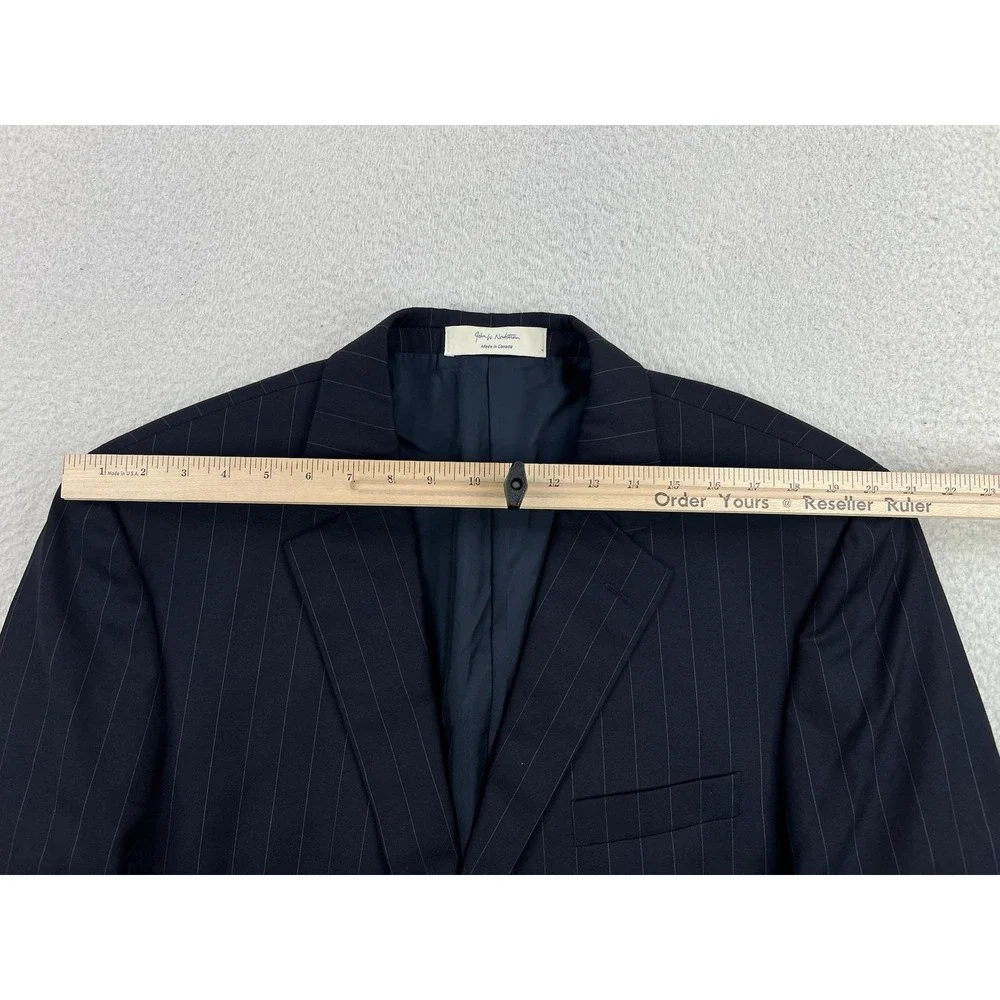 John W. Nordstrom Suit Jacket Mens 46R Blue Pinstripe Loro Piana Wool 2 Button